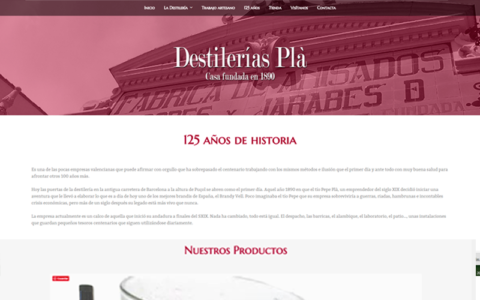 Página web Destilerías Plà